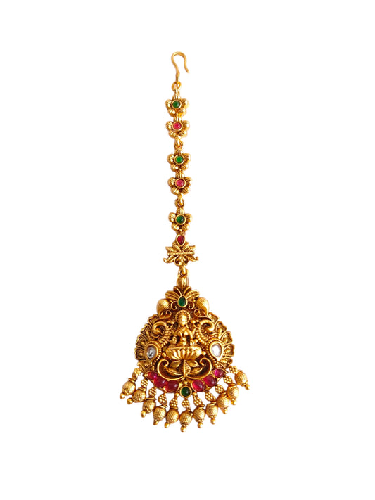 Antique gold maang tikka