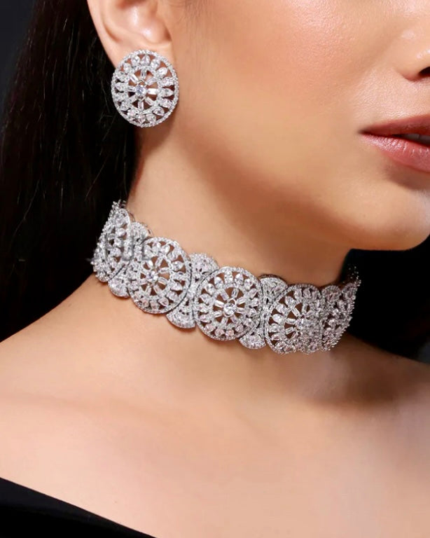 Artificial diamond choker set for women online