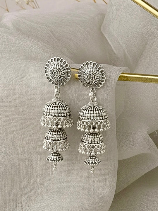 Silver-plated jhumkas