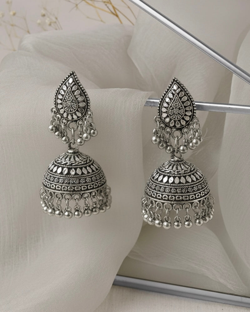 Silver-plated jhumkas