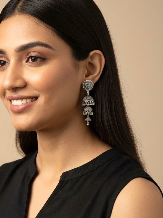 Silver-plated jhumkas