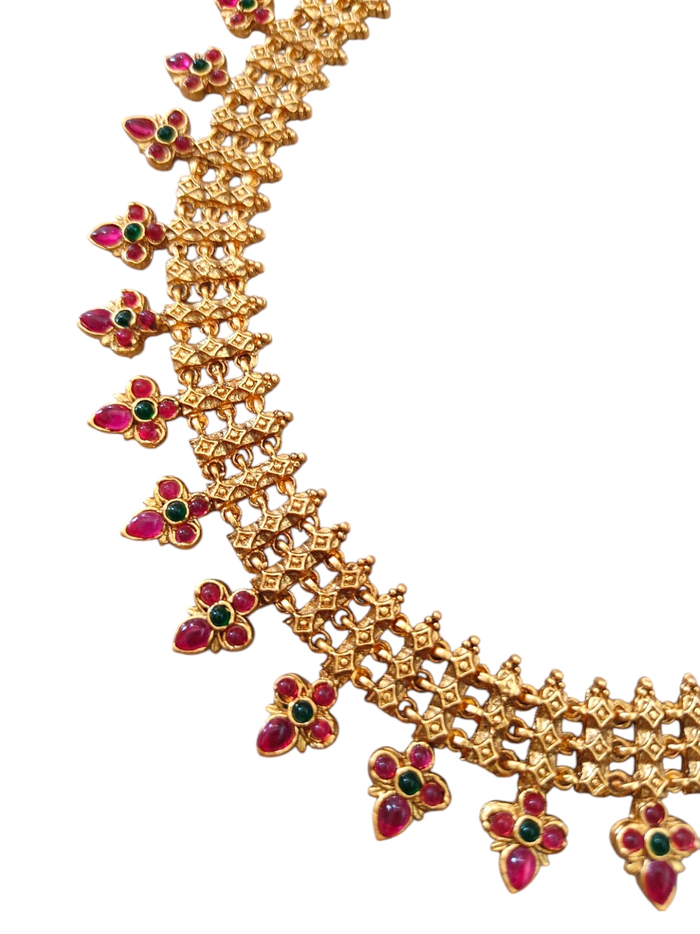 Gold-plated necklace set with red stones for women online-5