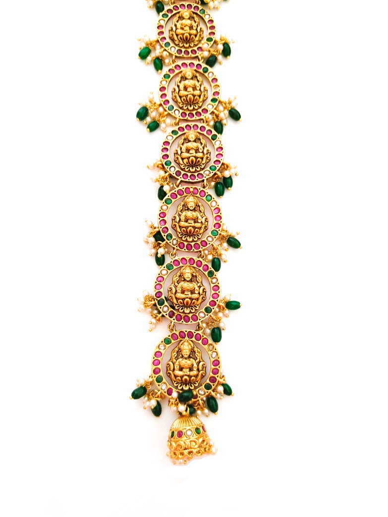 Short antique gold jadai for short stylized braid hair style