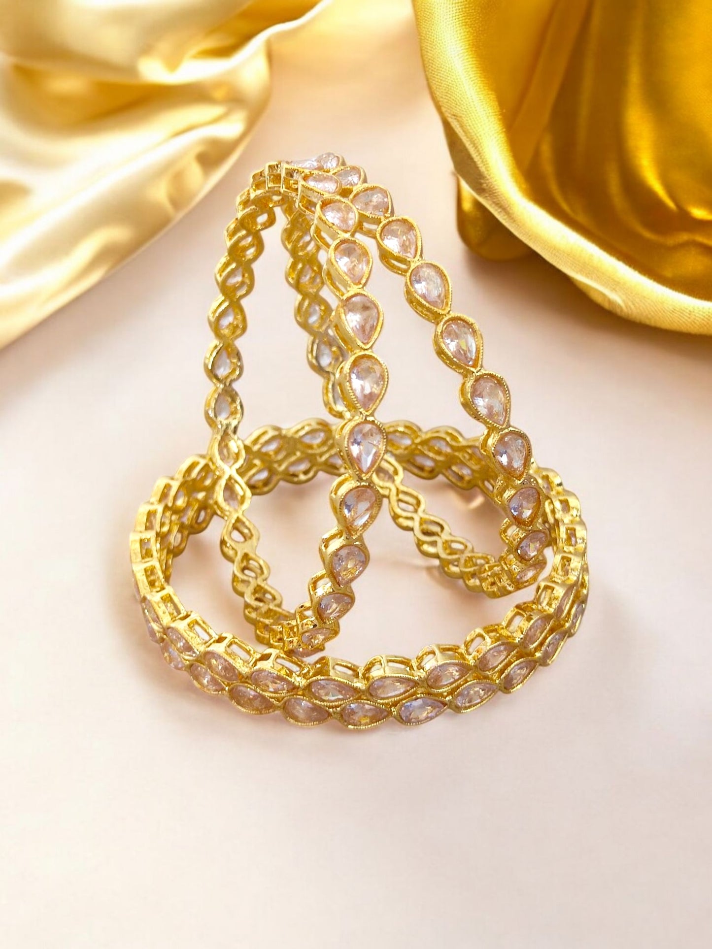 Gold-plated kundan bangles for women