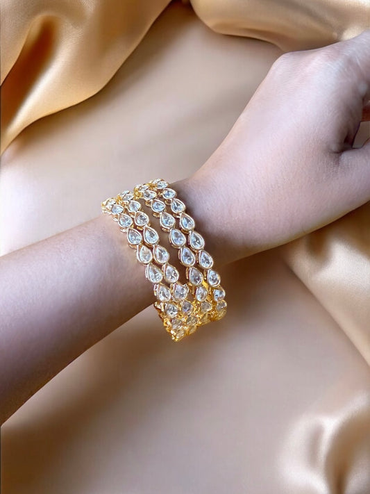 Gold-plated kundan bangles for women