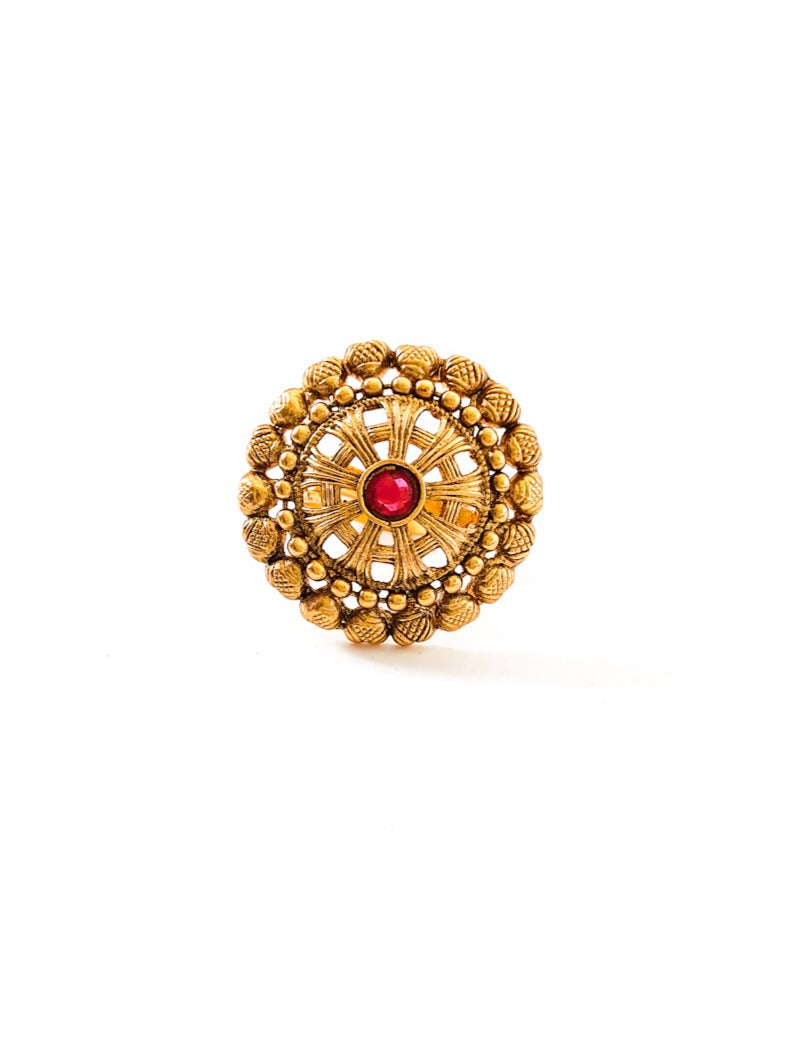 Gold plated antique finger ring for women