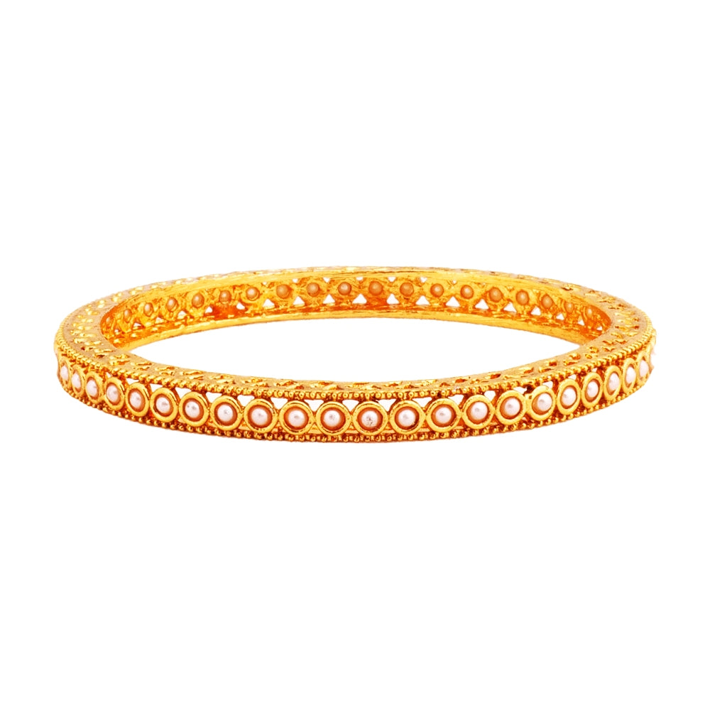 gold-plated pearl bangles set stack