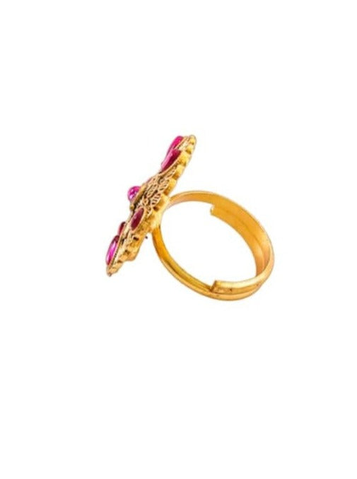 Statment gold-plated antique finger ring for women