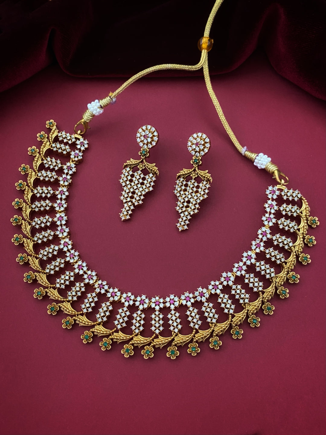 white stone american diamond necklace
