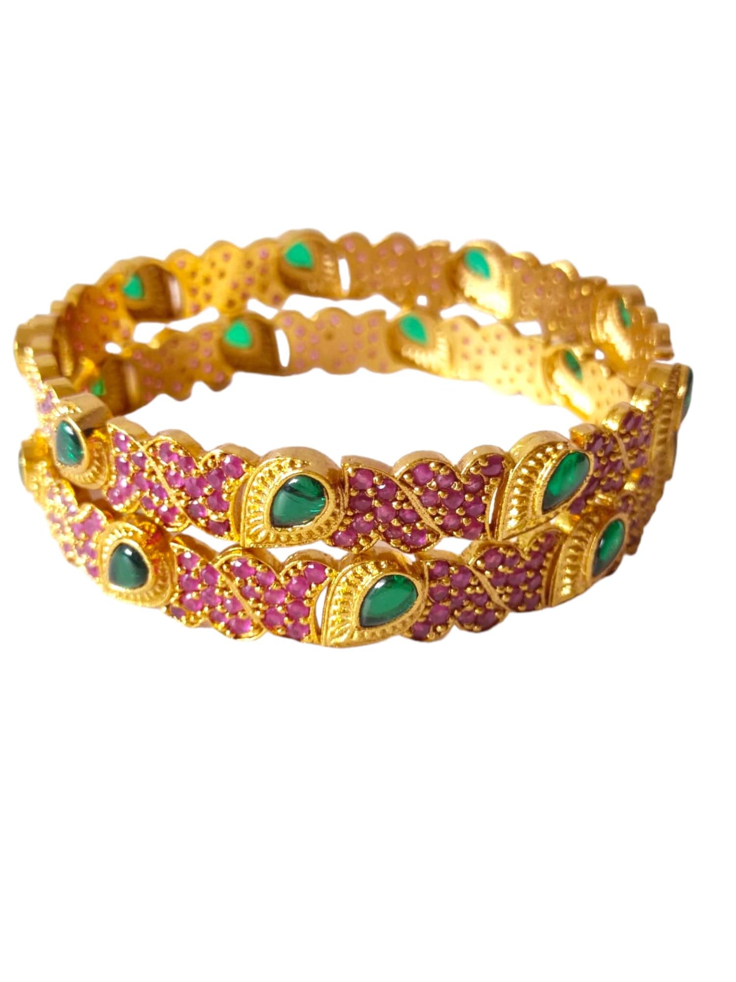 Red kemp stone bangles for women