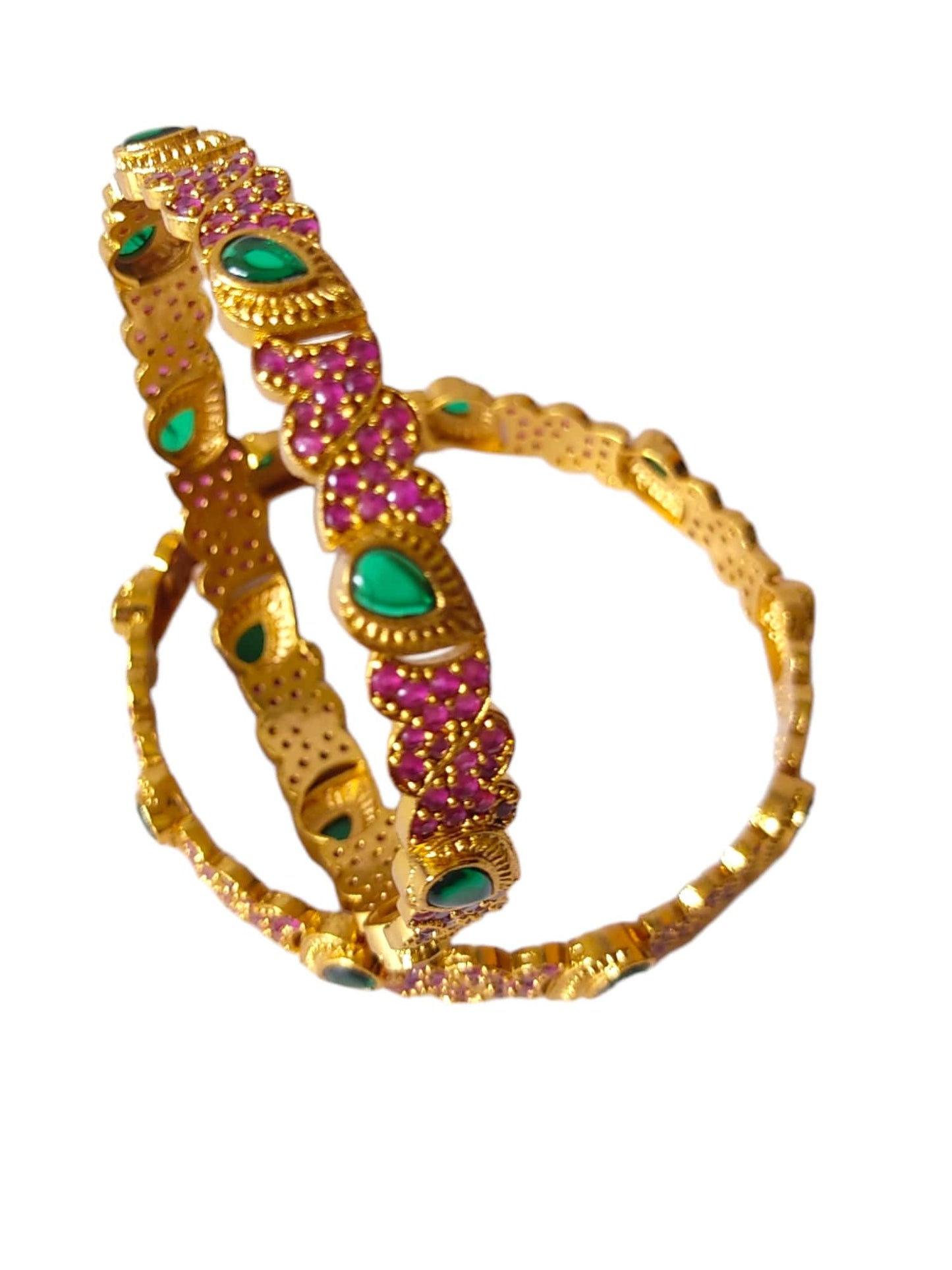 Red kemp stone bangles for women