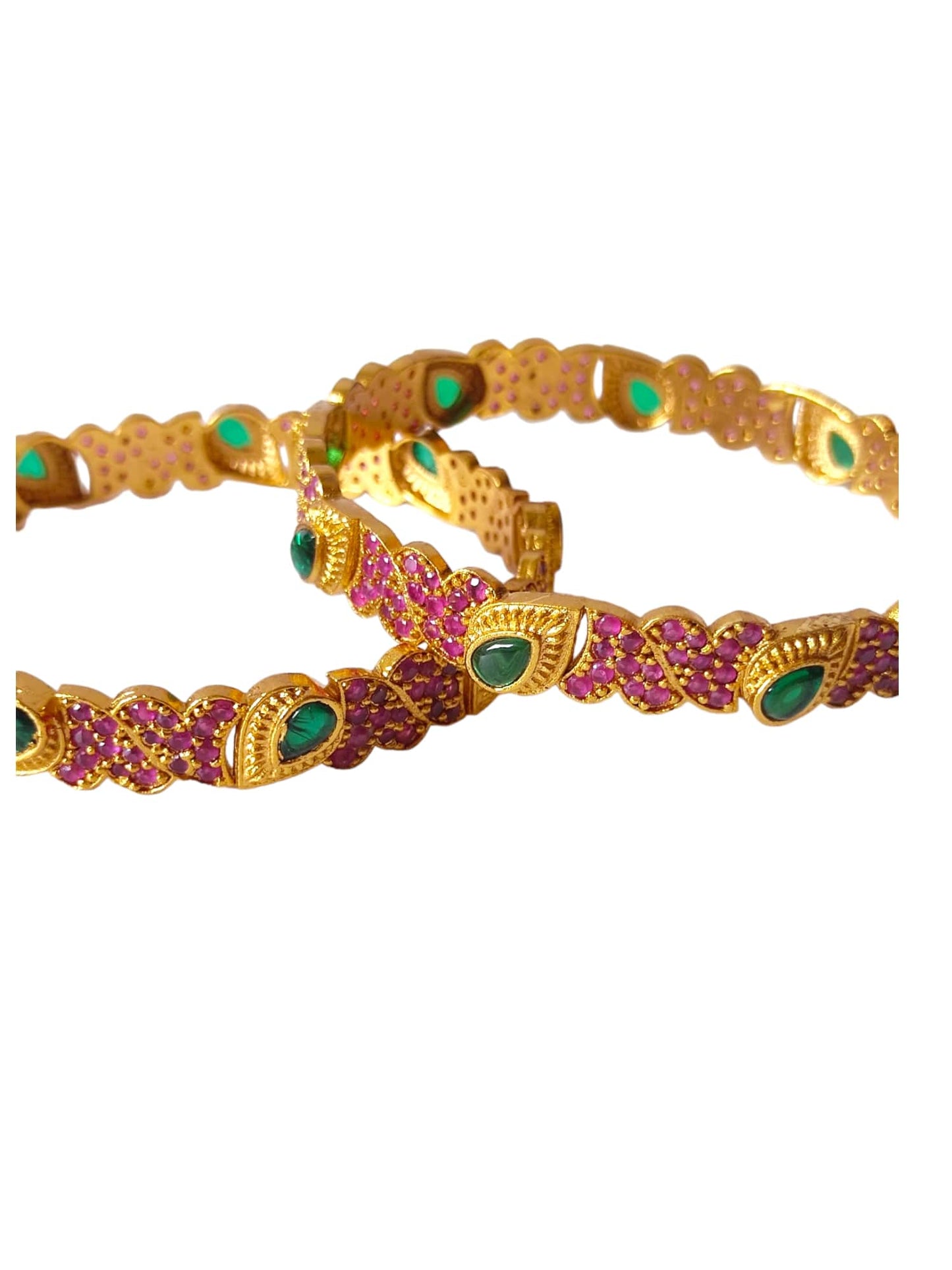 Red kemp stone bangles for women