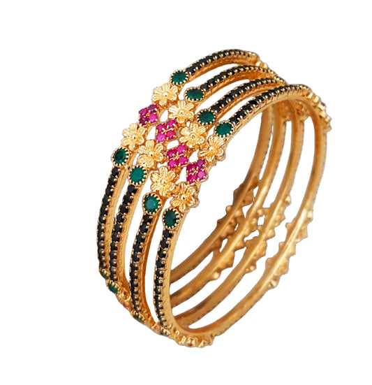 thin green stone bangles for women