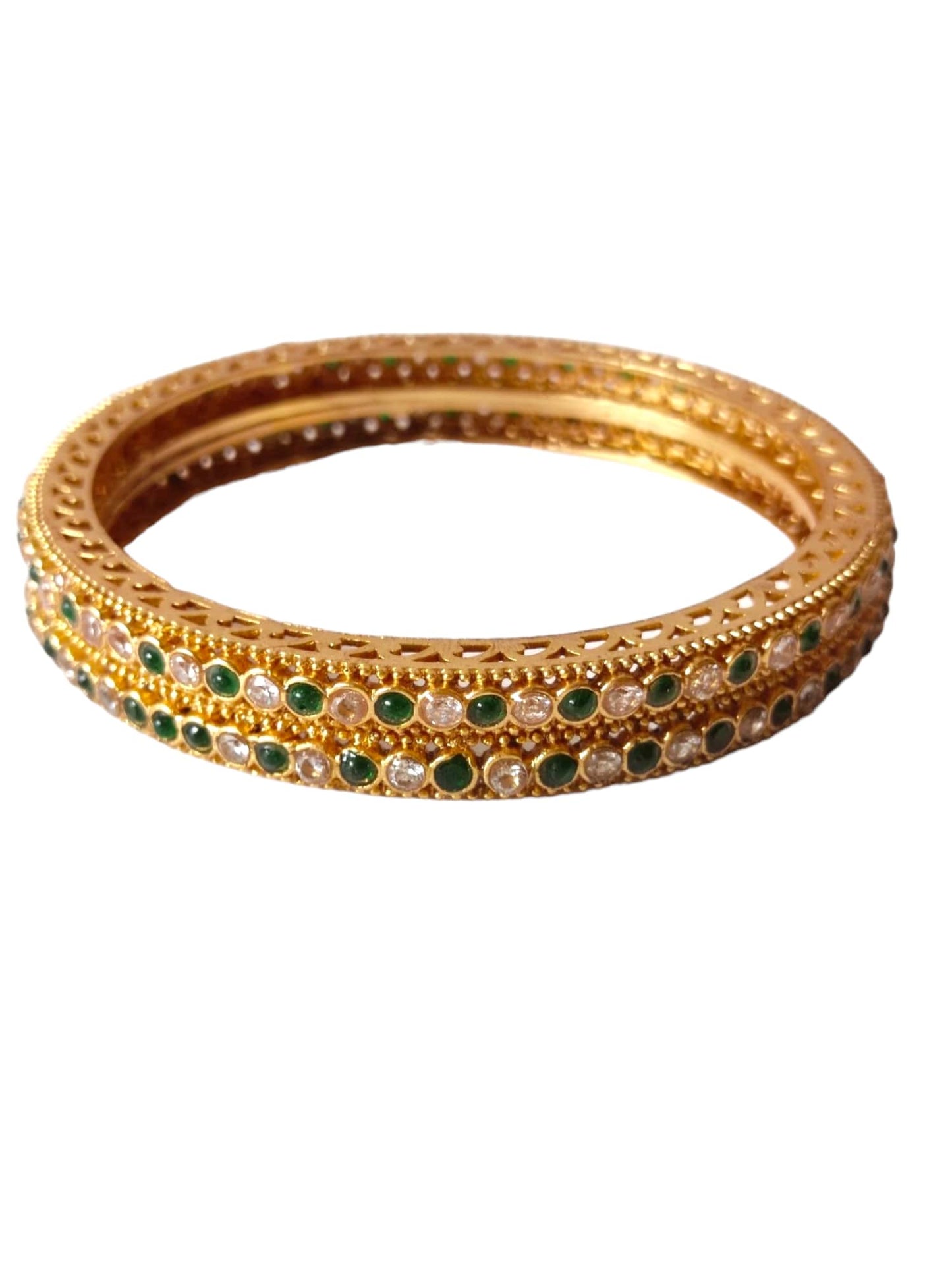 Green & white stone Bangles Online for women