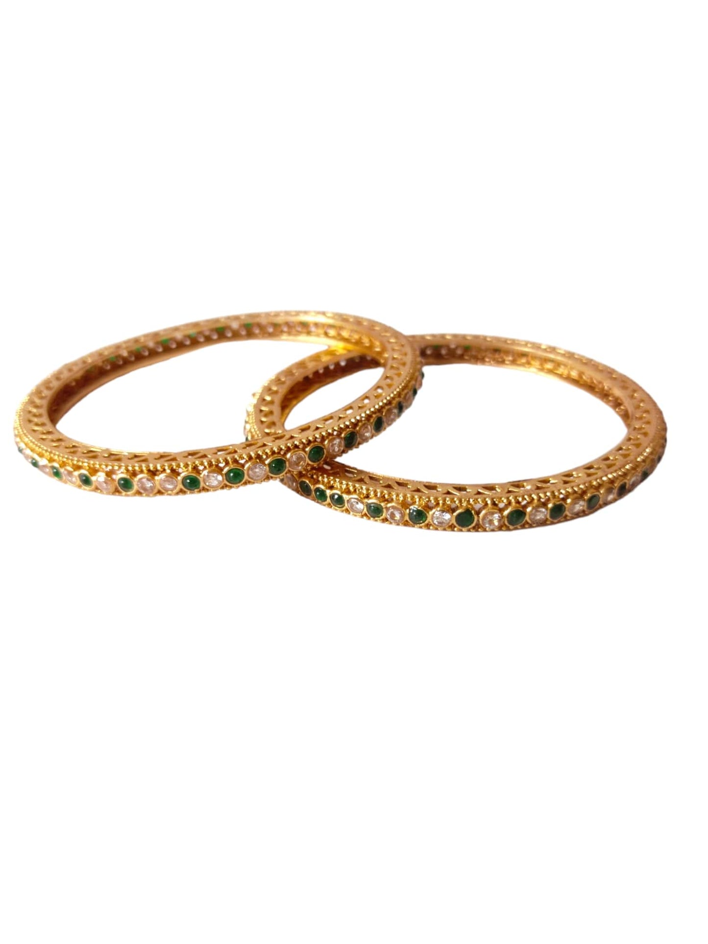Green & white stone Bangles Online for women