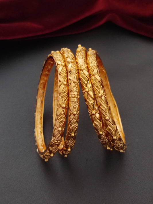 Matte finish Gold Plated Bangles set for women