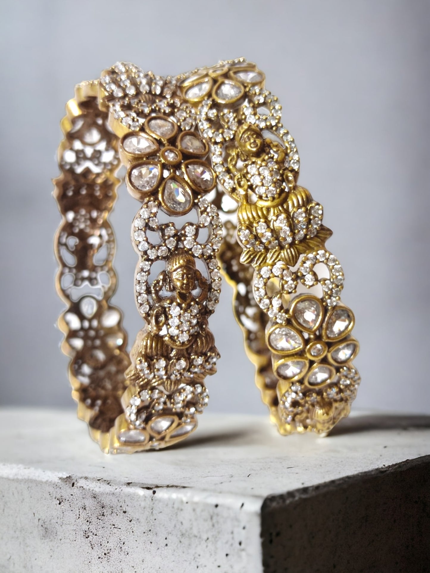 victorian oxidised gold bangles temple bangles