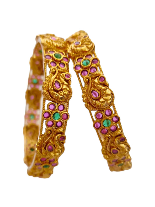 Antique Gold Temple jewellery Bangles for women