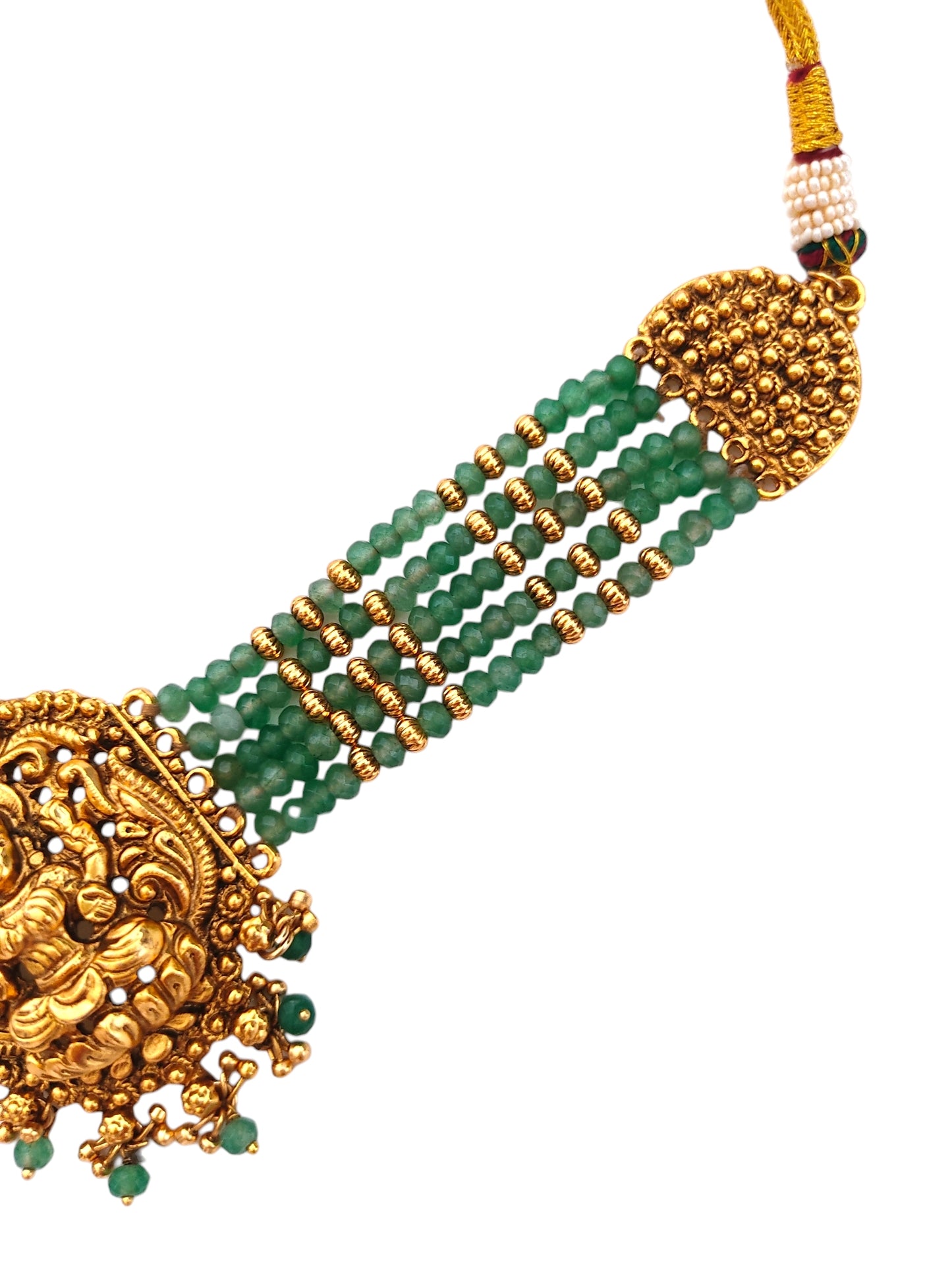 Green Beads Choker Set Temple Jewellery
