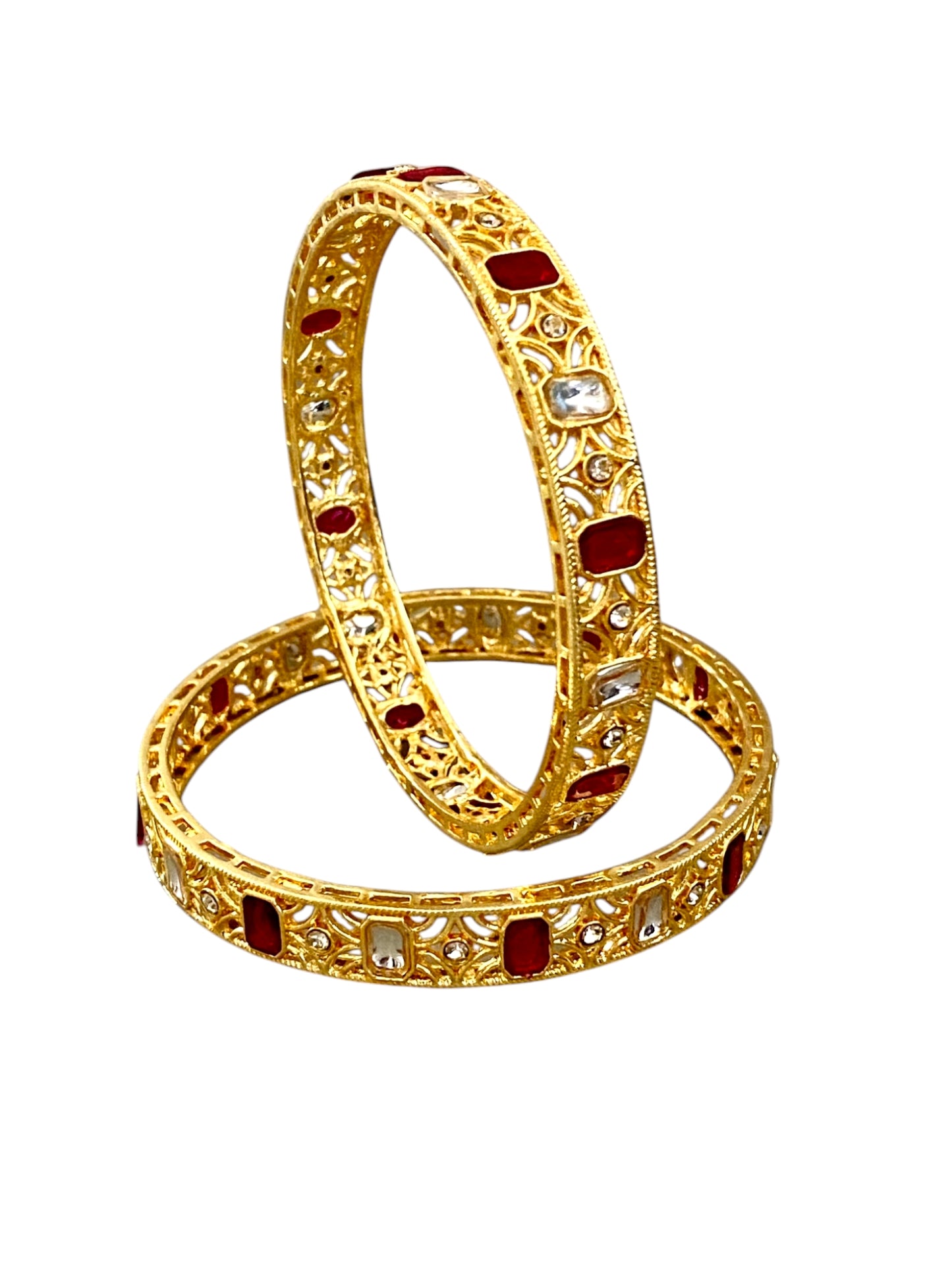 kundan bangles with red stones