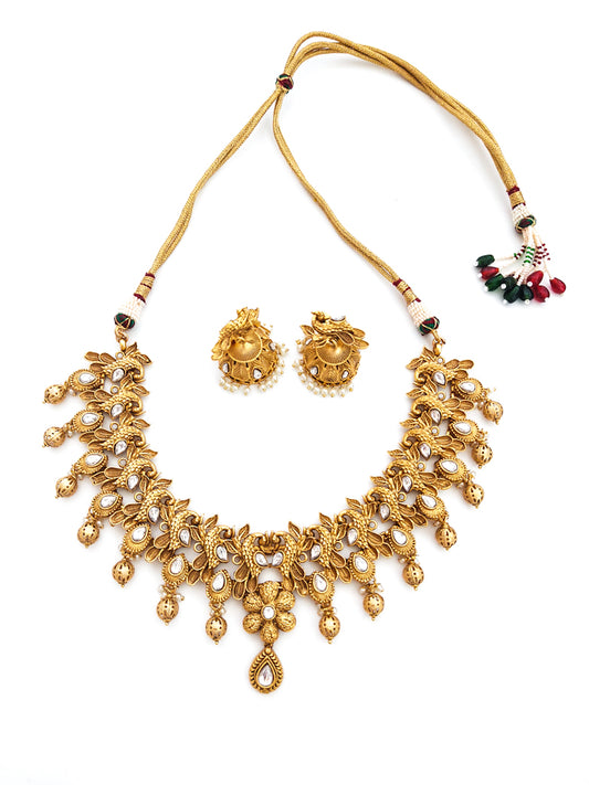 Gold plated kundan necklace set
