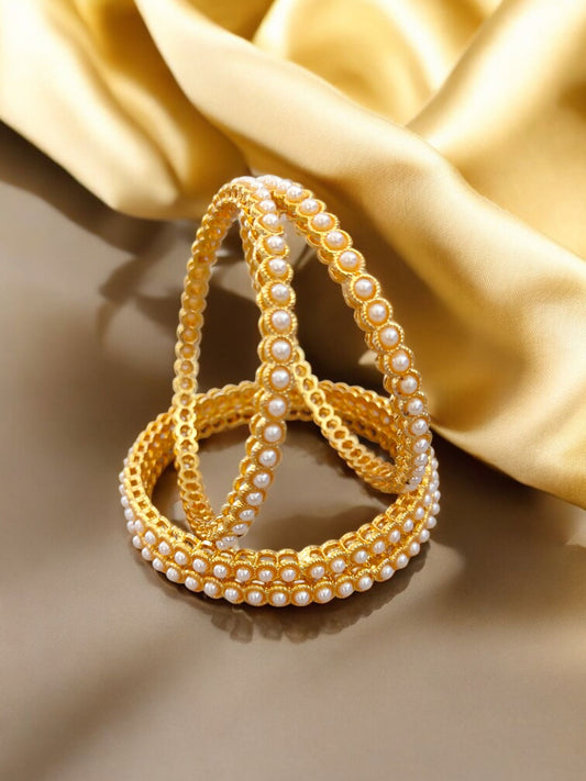 Set of 4 pearl bangles for women