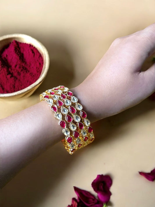 kundan bangles with red stones