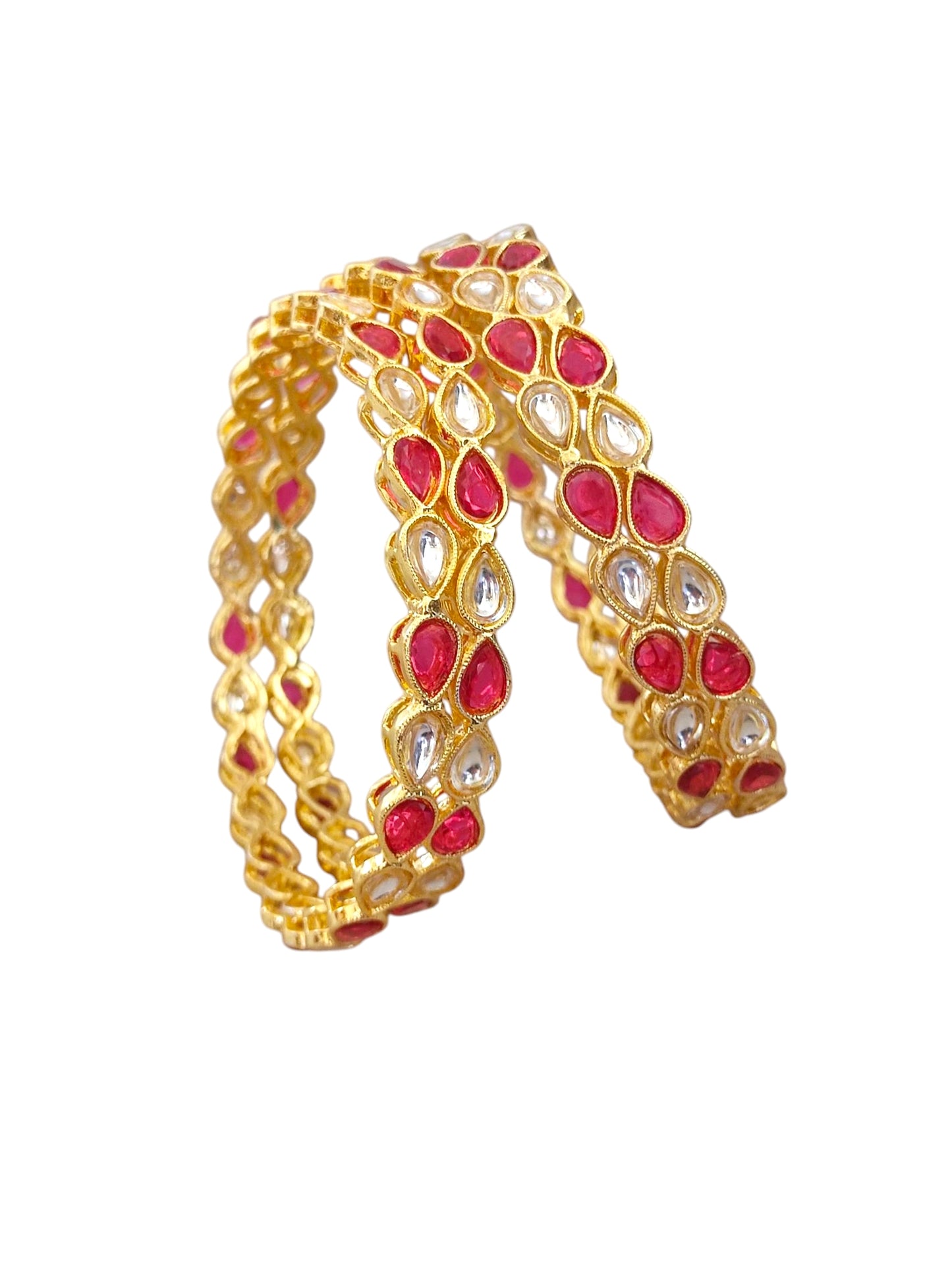 kundan bangles with red stones