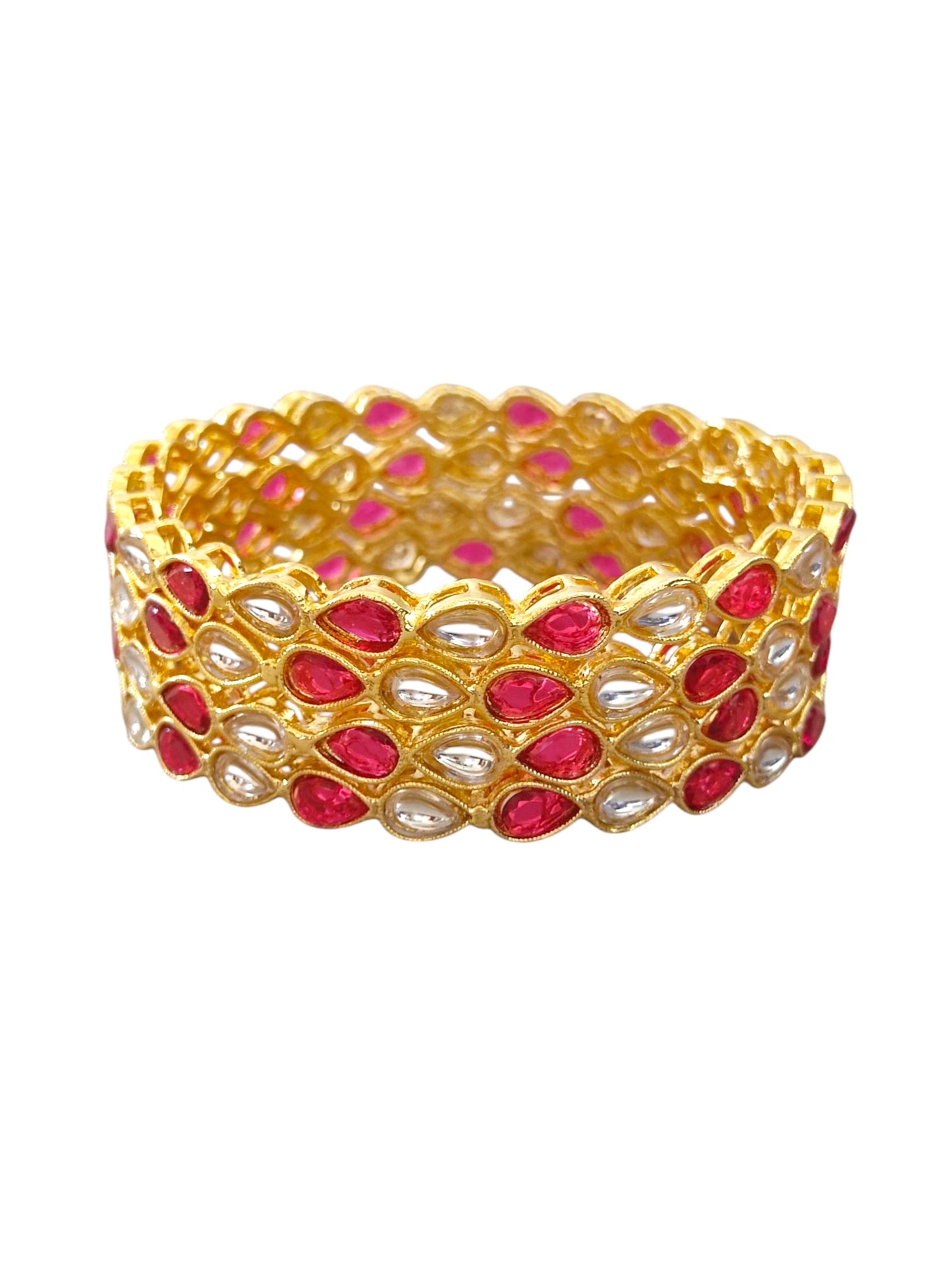 kundan bangles with red stones