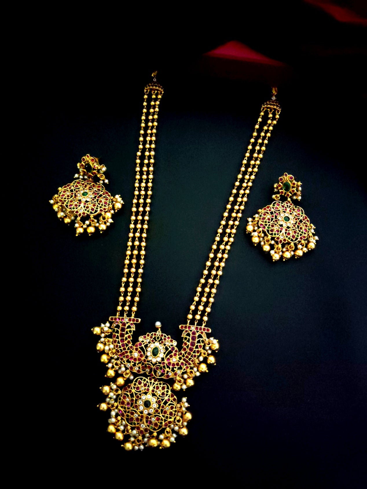 Gold-plated long Multi-layer Necklace set with pendant