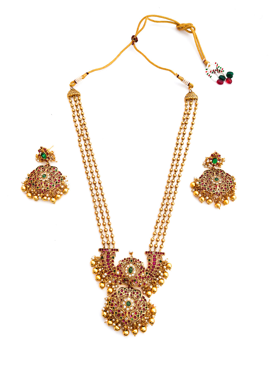 Gold-plated long Multi-layer Necklace set with pendant