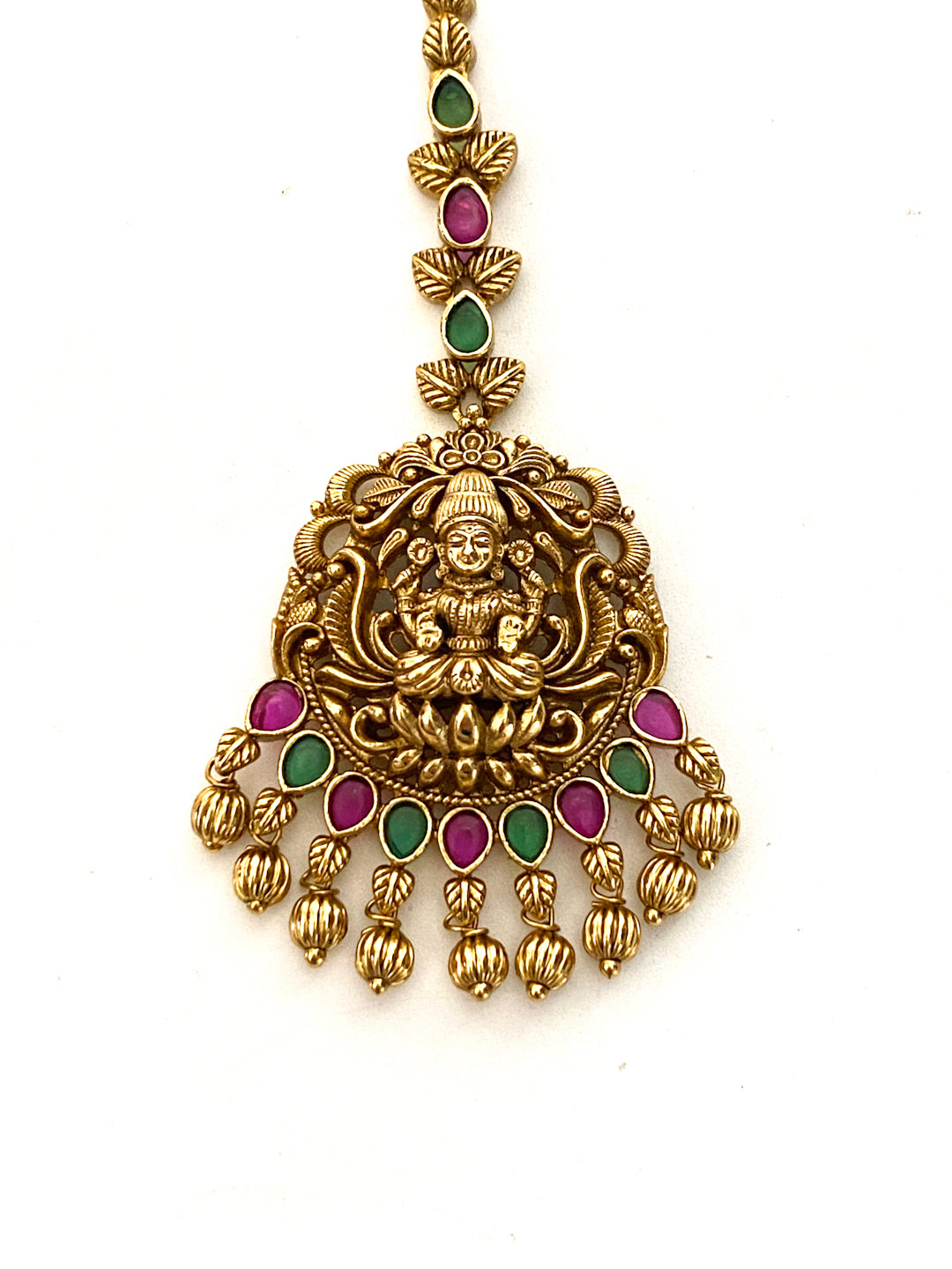 Dark antique gold temple jewellery maang tikka