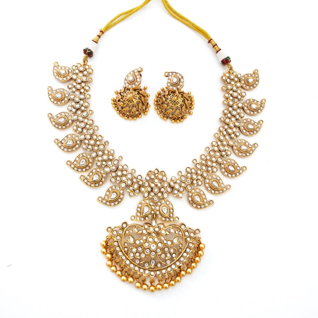 white stone mango necklace set
