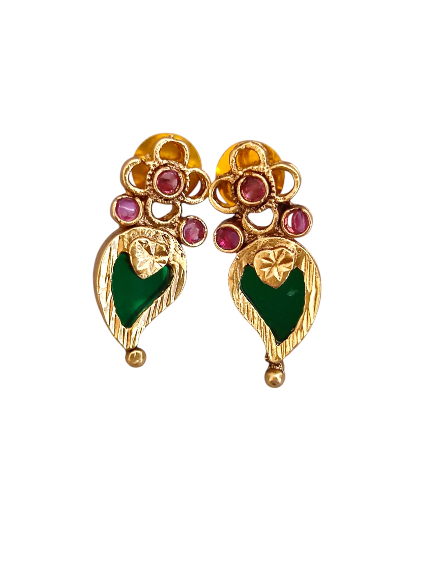 Kerala Style Palakka long necklace with green stones for women online