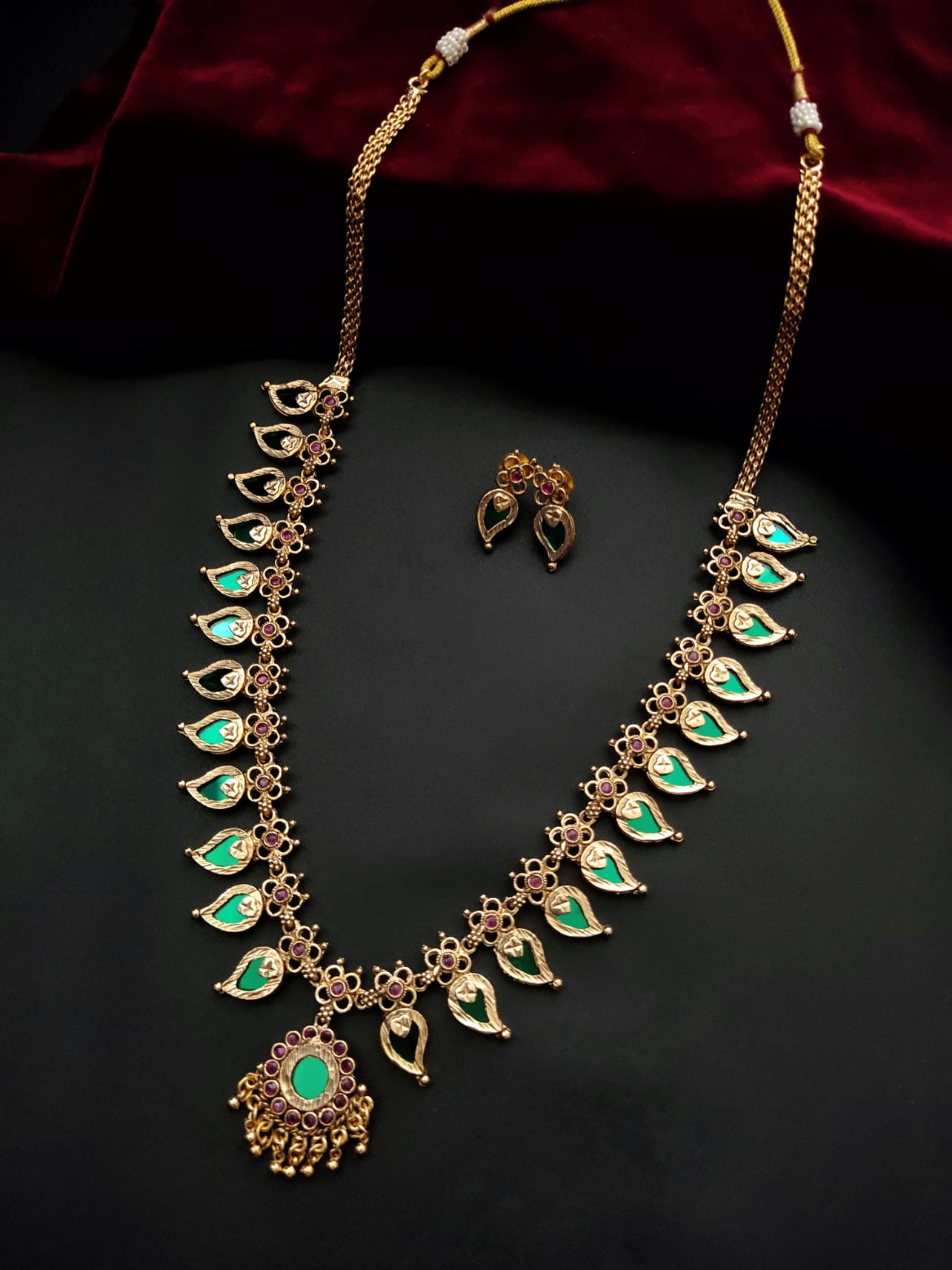 Kerala Style Palakka long necklace