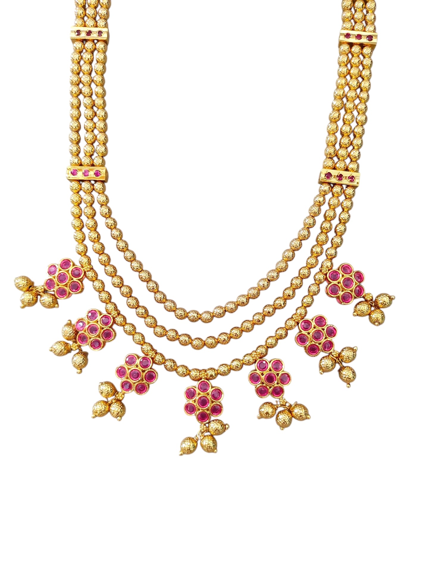 Red Stone Long Necklace Set