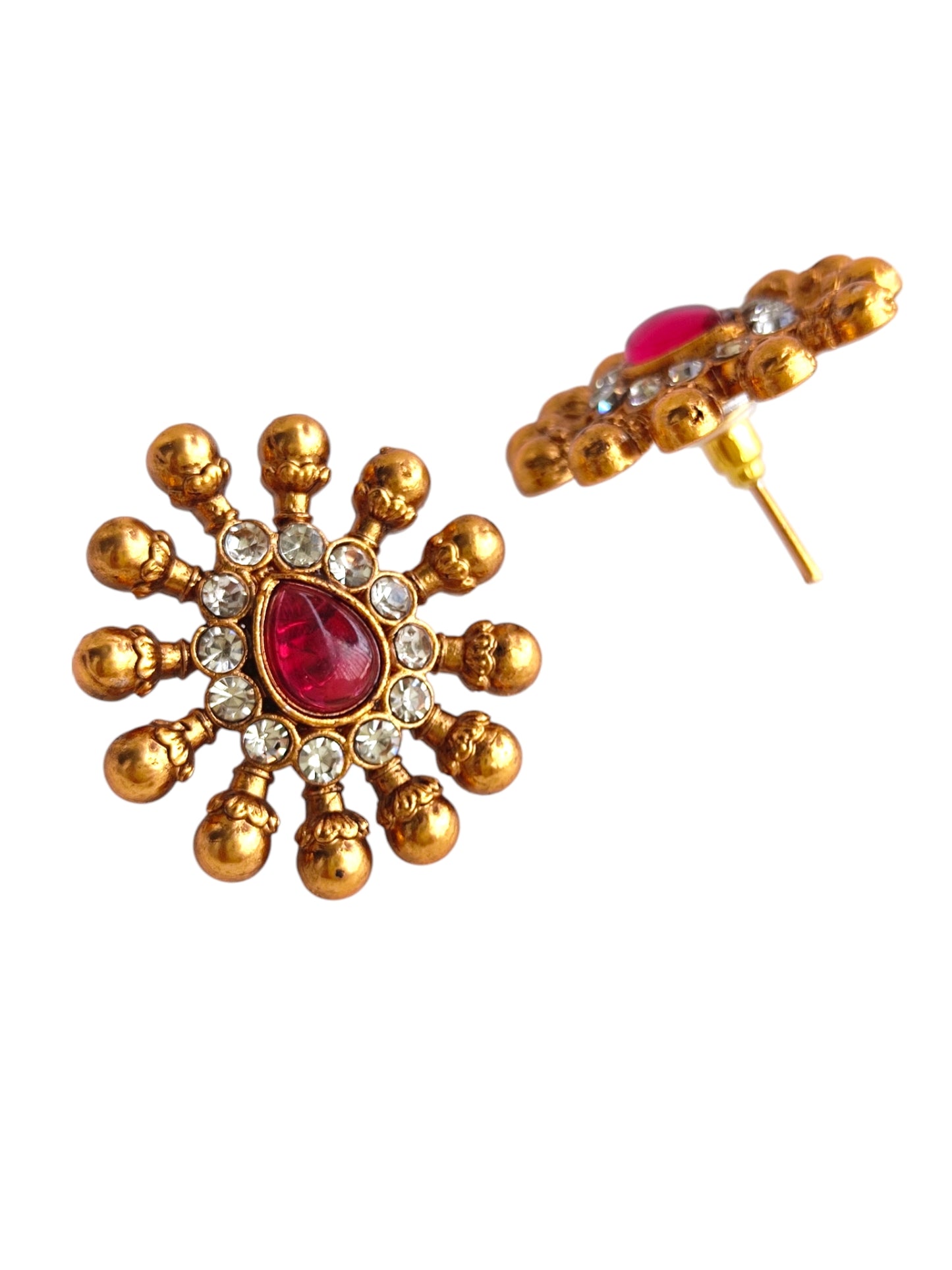 Pearl Necklace set with red stone