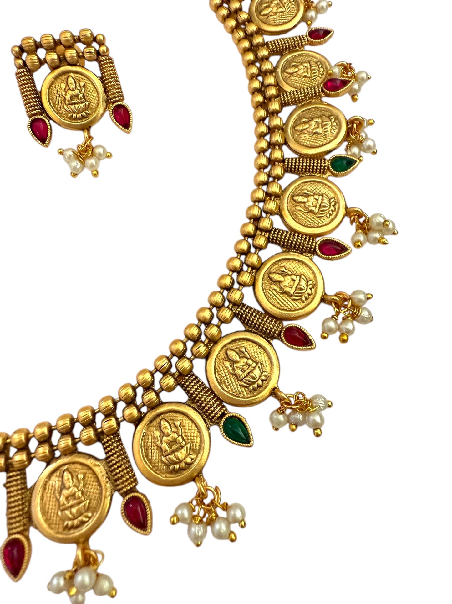 traditional antique kaasu coin design necklace set for women