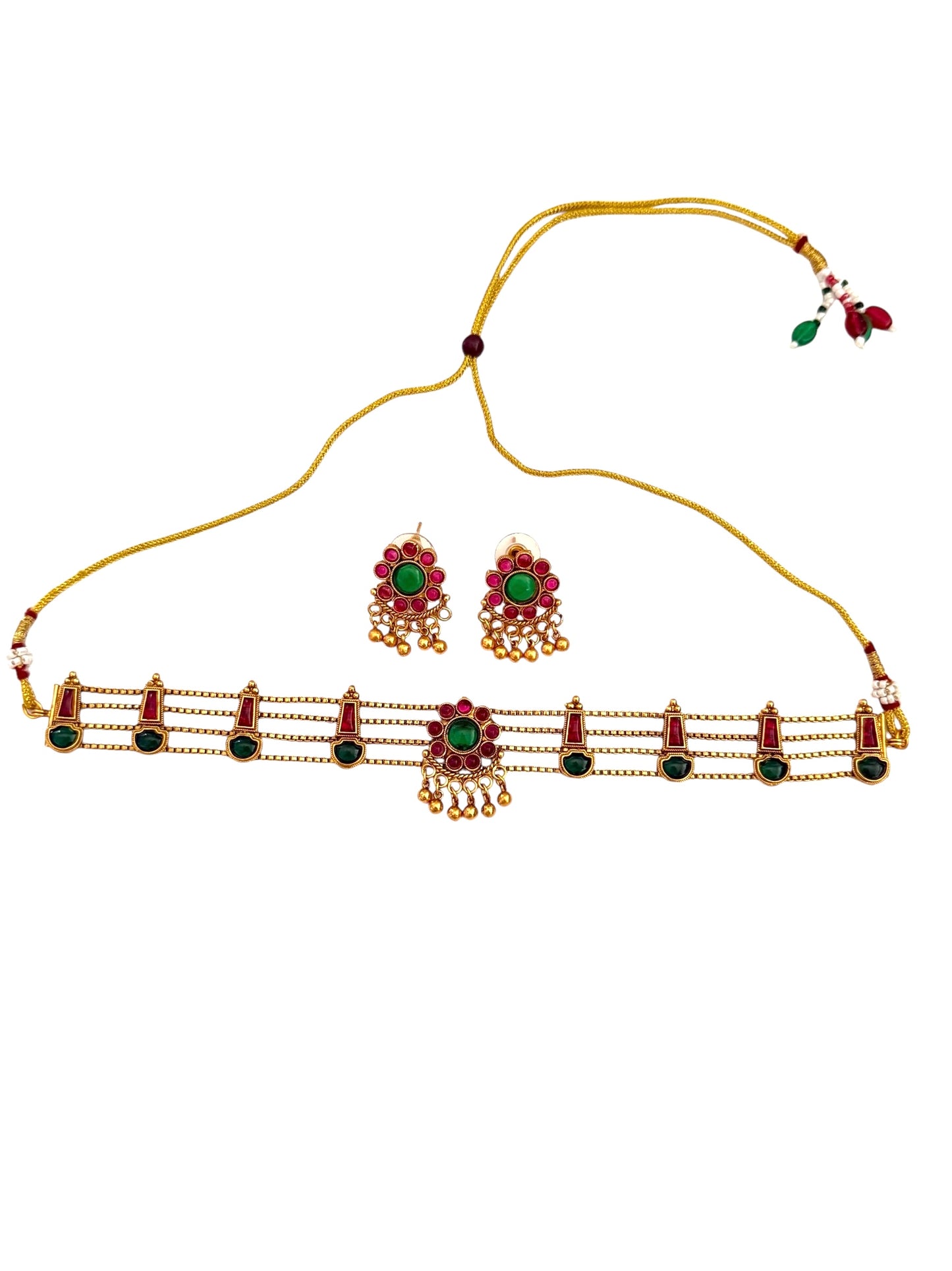 Red Green Traditional Choker Set for Women Online
