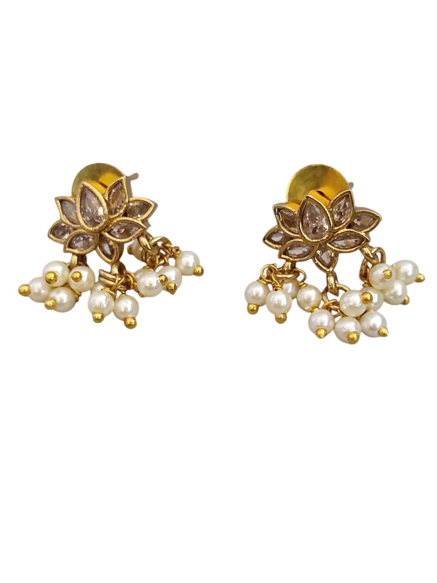 White stone kundan lotus design necklace set for women online