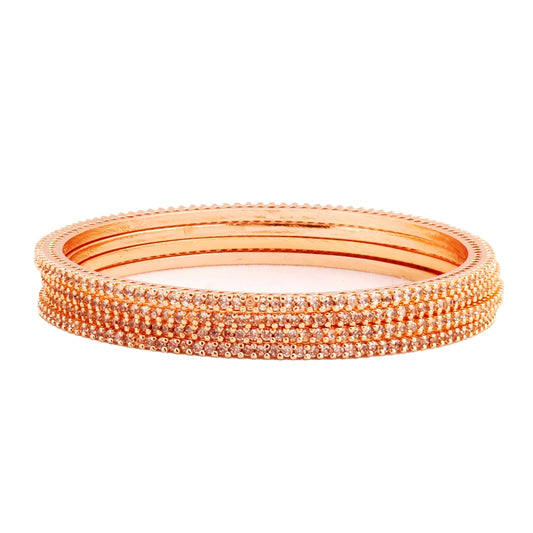 Rose Gold American Diamond Zircon Stones Bangles for parties, functions and weddings