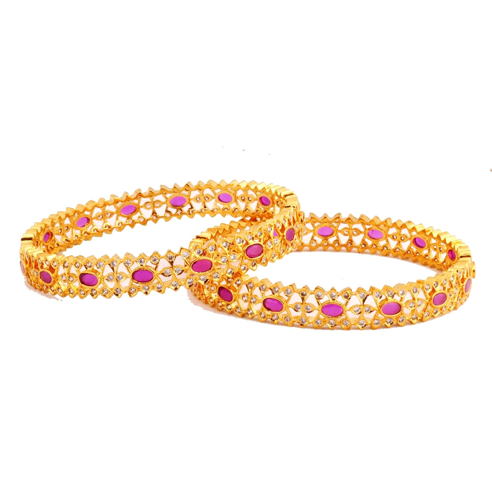 American Diamond Zircon Bangles with ruby stones
