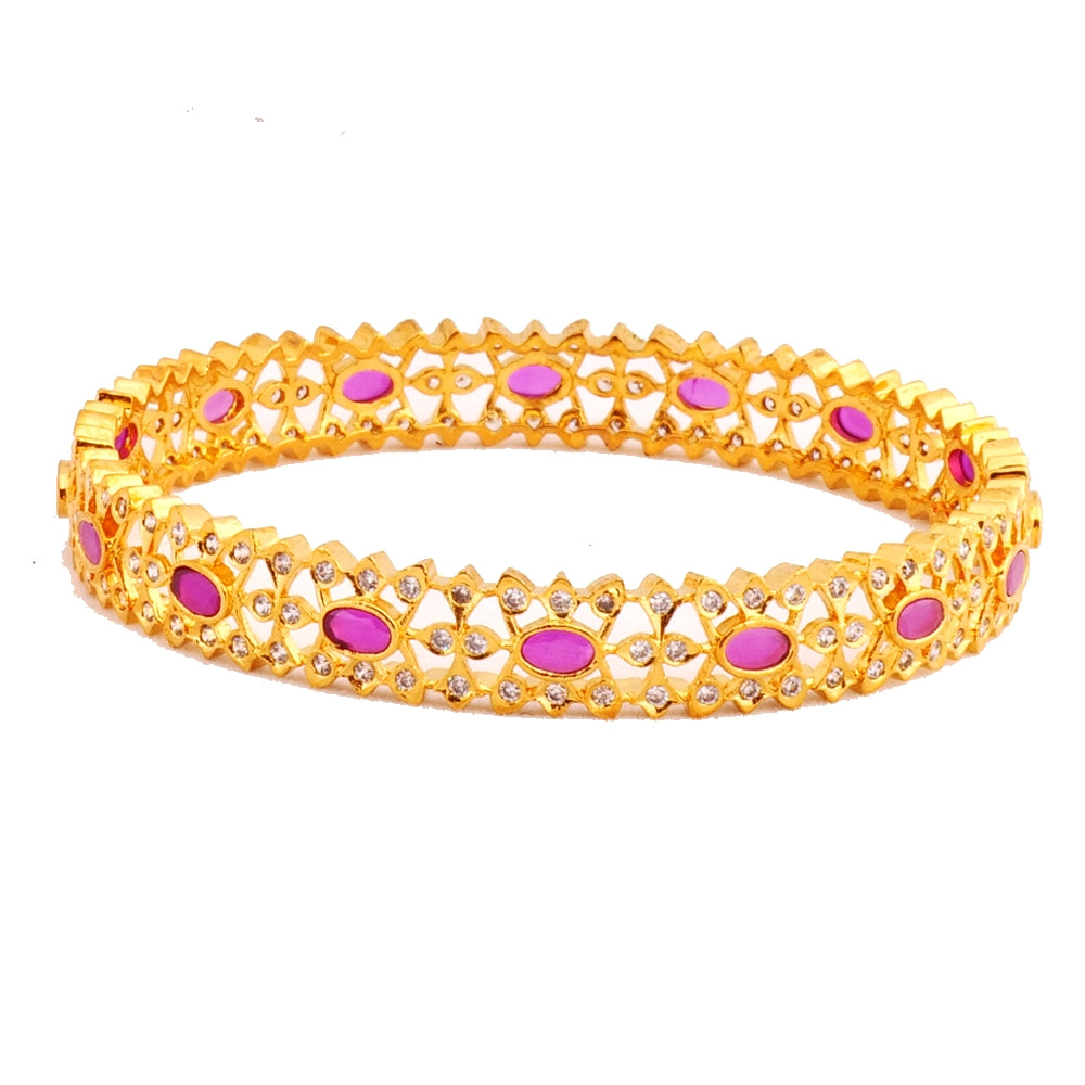 American Diamond Zircon Bangles with ruby stones