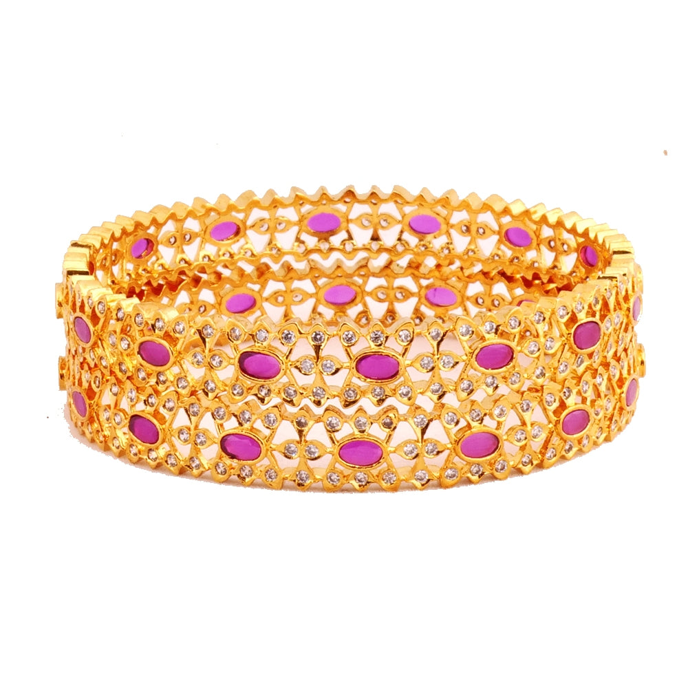 American Diamond Zircon Bangles with ruby stones