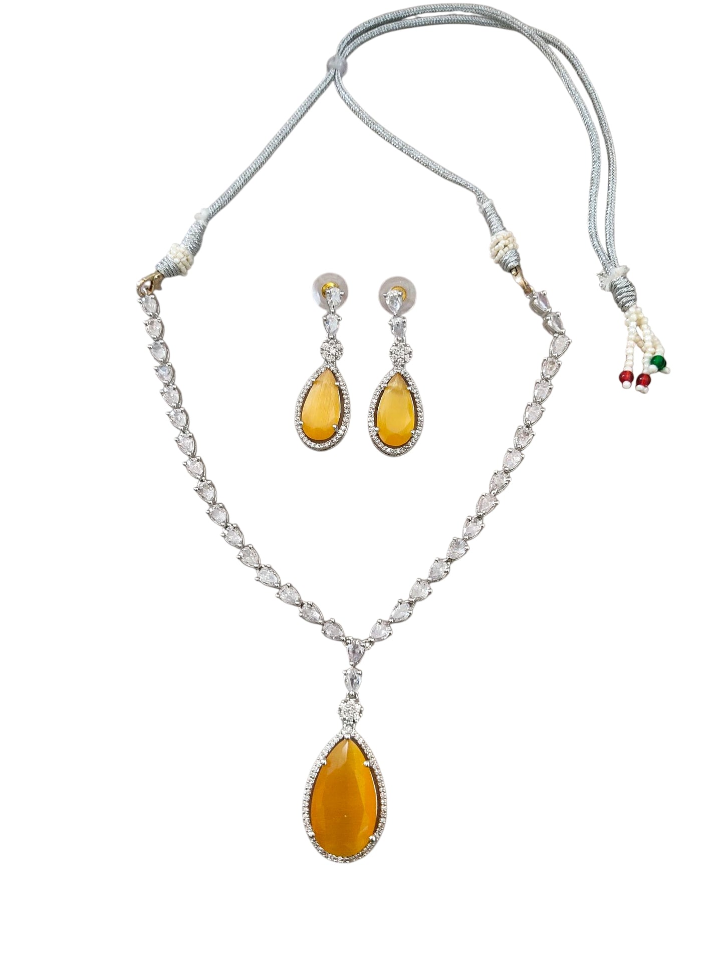 deepika padukone oscar necklace . American diamond necklace with yellow stone