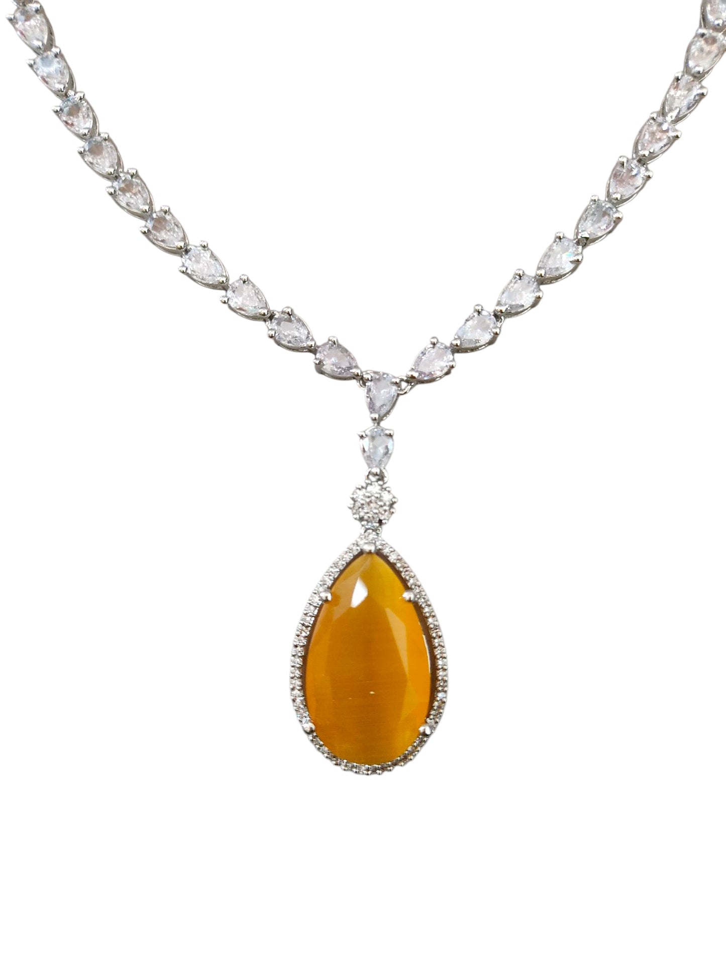 deepika padukone oscar necklace . American diamond necklace with yellow stone