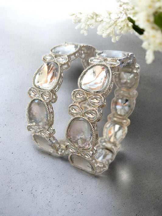 silver plated kundan bangles for women