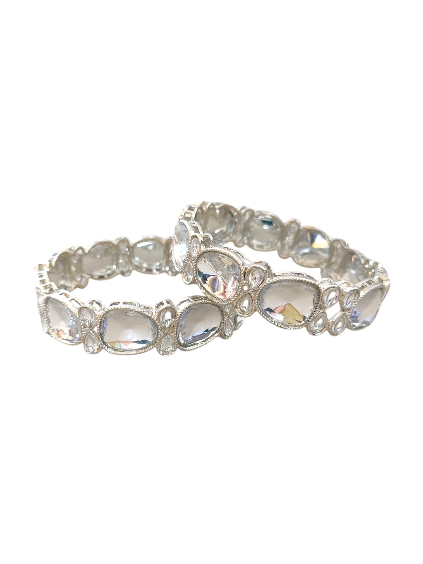 silver plated kundan bangles for women