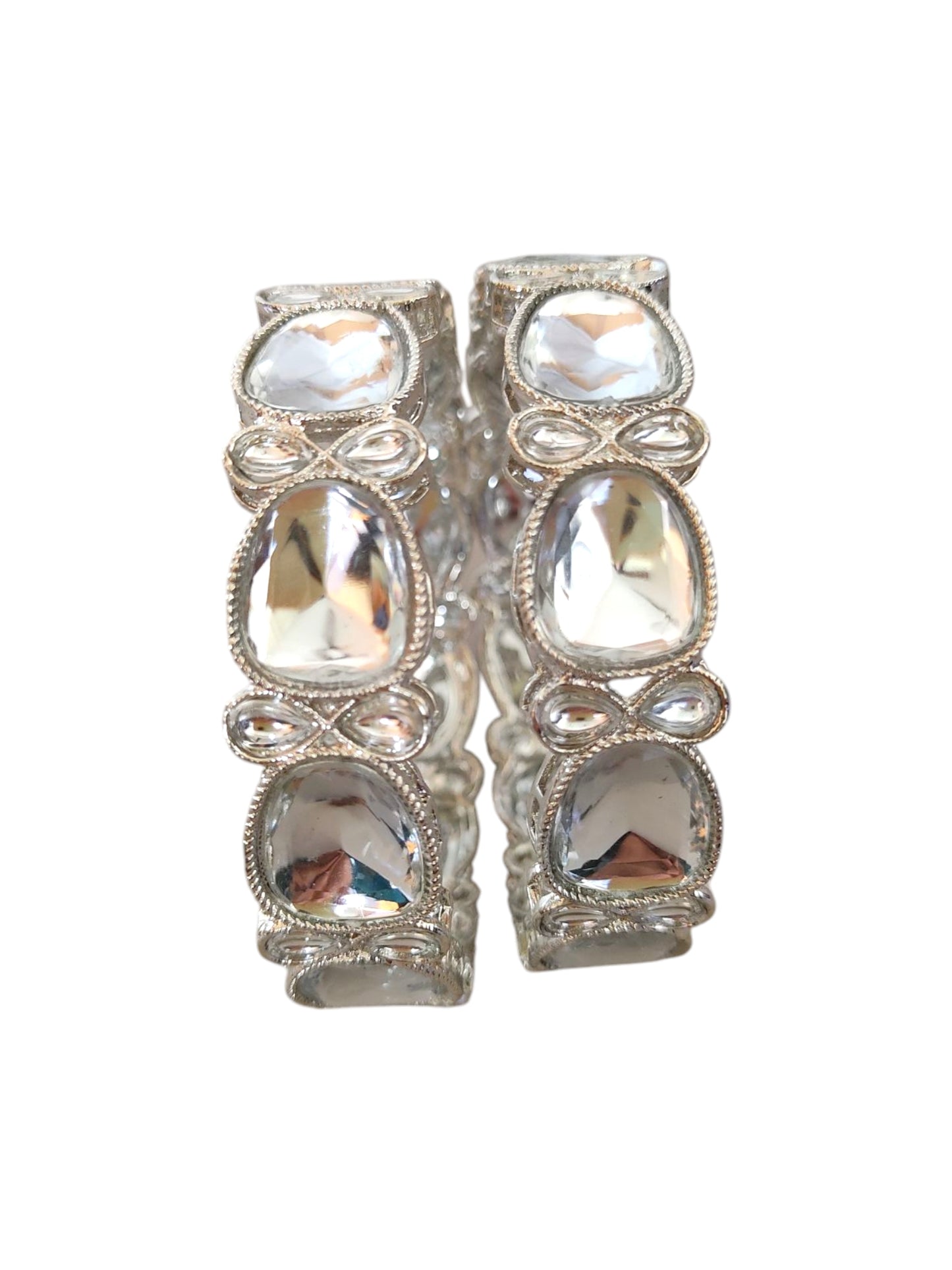 silver plated kundan bangles for women