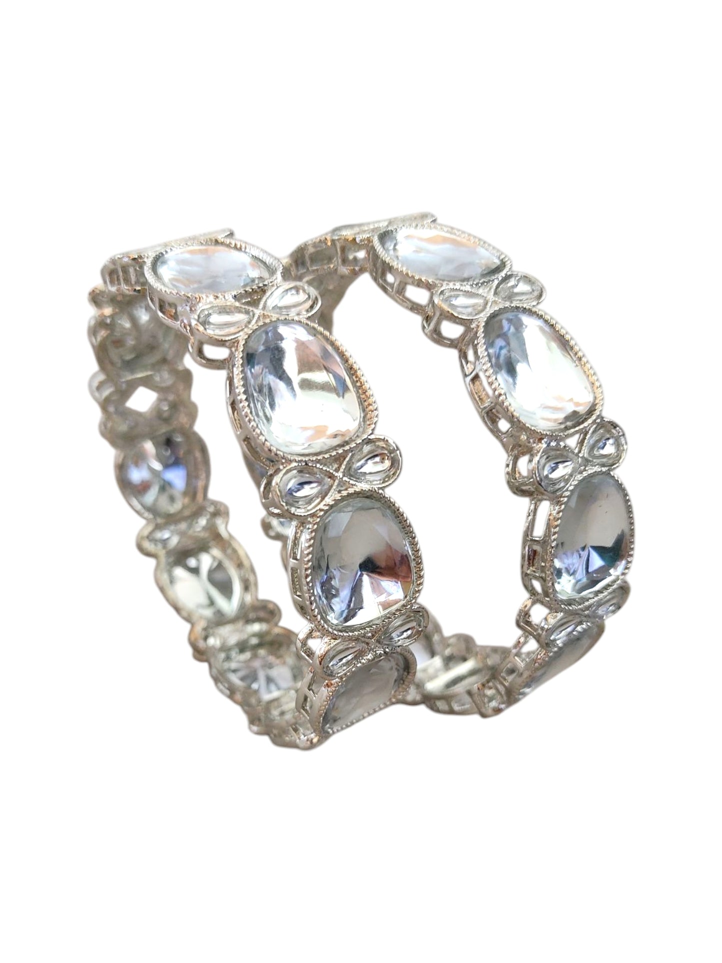silver plated kundan bangles for women
